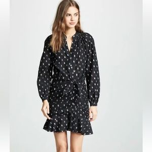 VERONICA BEARD Black Pastel Metallic Jacquard ALIA Ruched Ruffle Mini Dress 2 XS